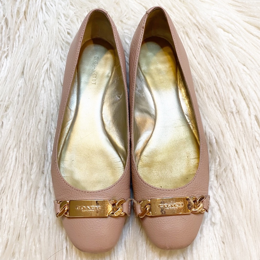 COACH light pink leather Bianca flats 6.5 - Picture 1 of 13